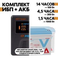 Комплект ИБП Энергия Гарант 2000 + АКБ Vektor Energy GPL 12-75 2шт.